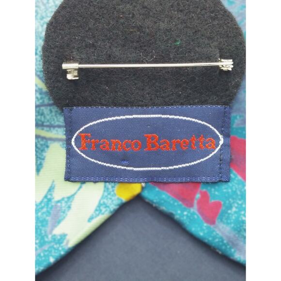 Vintage Silk Tie Brooch Artisan Made Floral Franco Baretta Pin Upcycled USA New - Picture 7 of 12